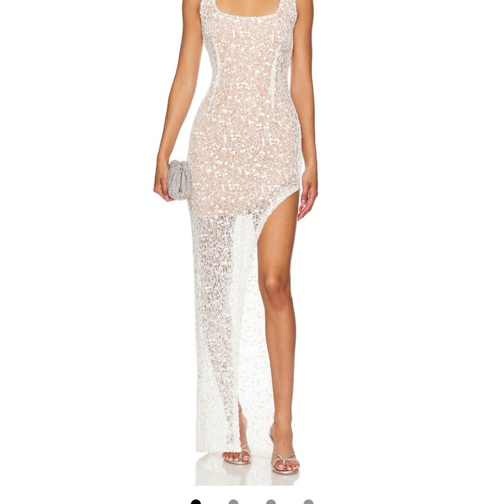 NADINE MERABI White Sequin Dress